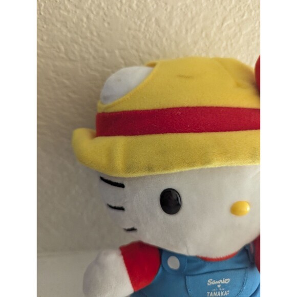 Hello Kitty Sanrio x Tanaka Farms Strawberry Farmer, 2017 Standing Plush, 10" - Picture 3 of 12